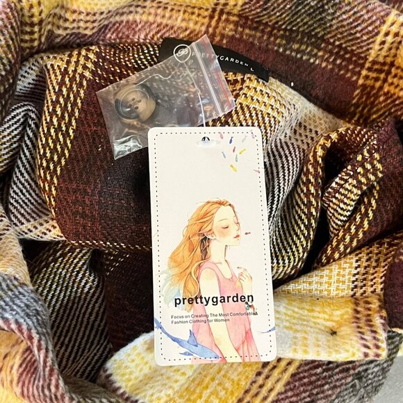 Prettygarden Womens Long Sleeve Plaid Shacket Jacket With Button Front Pockets L - Picture 5 of 11